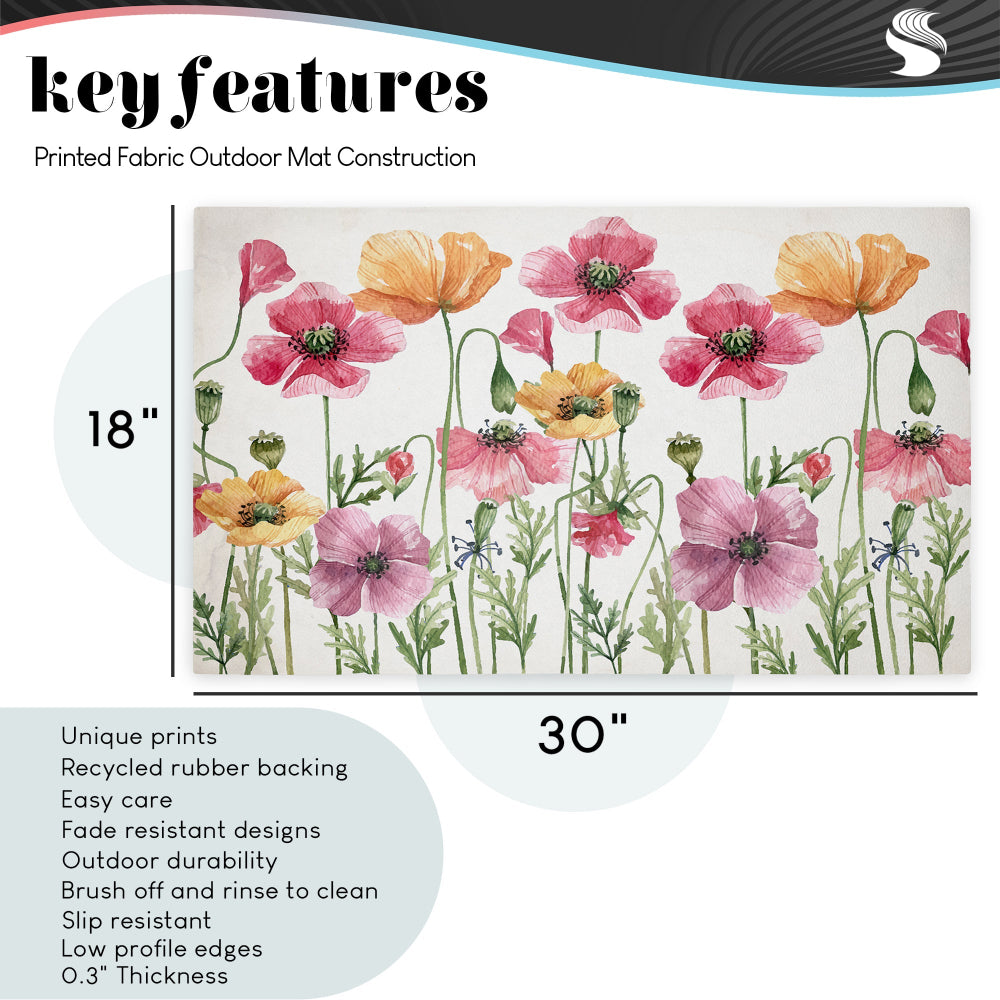Anne Bailey Sunny Mood Flower Field Unwoven Outdoor Door Mat