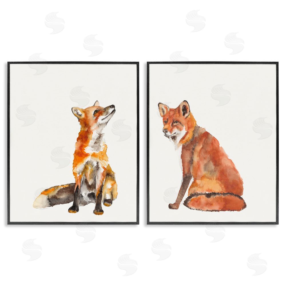 Jennifer Goldberger Curious Fox Watercolor Paintings Black Framed Giclee Wall Art Print