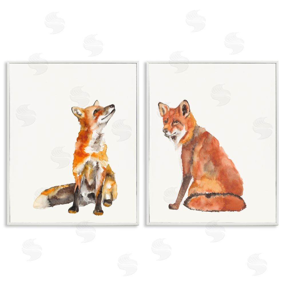 Jennifer Goldberger Curious Fox Watercolor Paintings White Framed Giclee Wall Art Print