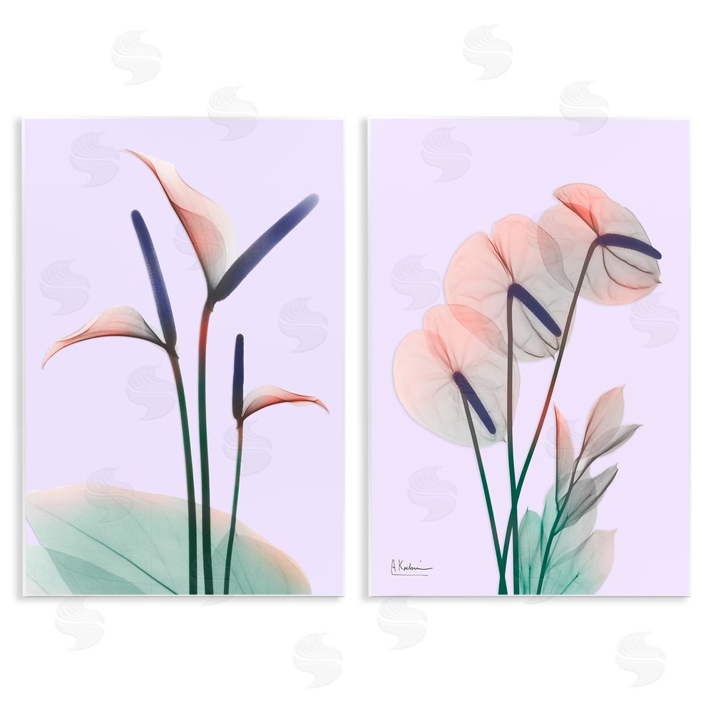 Albert Koetsier Neon Reeds Purple Green Flower Design Wooden Wall Plaque Art Print