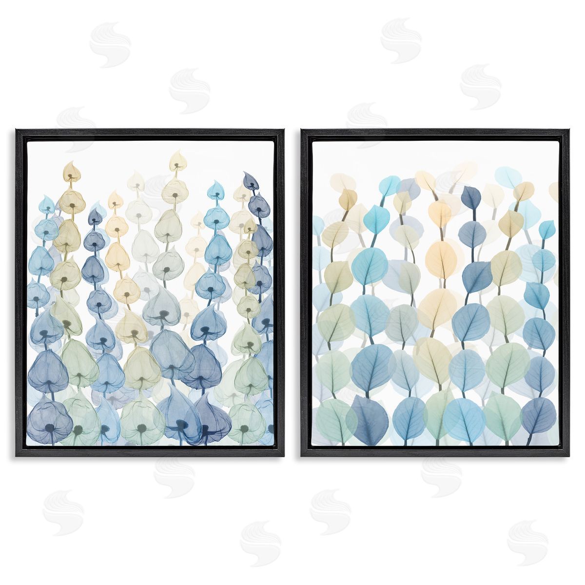 Seaweed & Ocean Plants Pattern Black Floating Frame Canvas Wall Art, Home Decor by Albert Koetsier