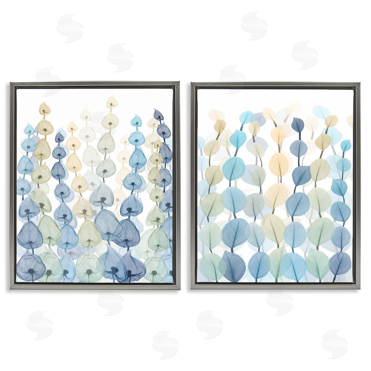 Seaweed & Ocean Plants Pattern Grey Floating Frame Canvas Wall Art, Home Decor by Albert Koetsier