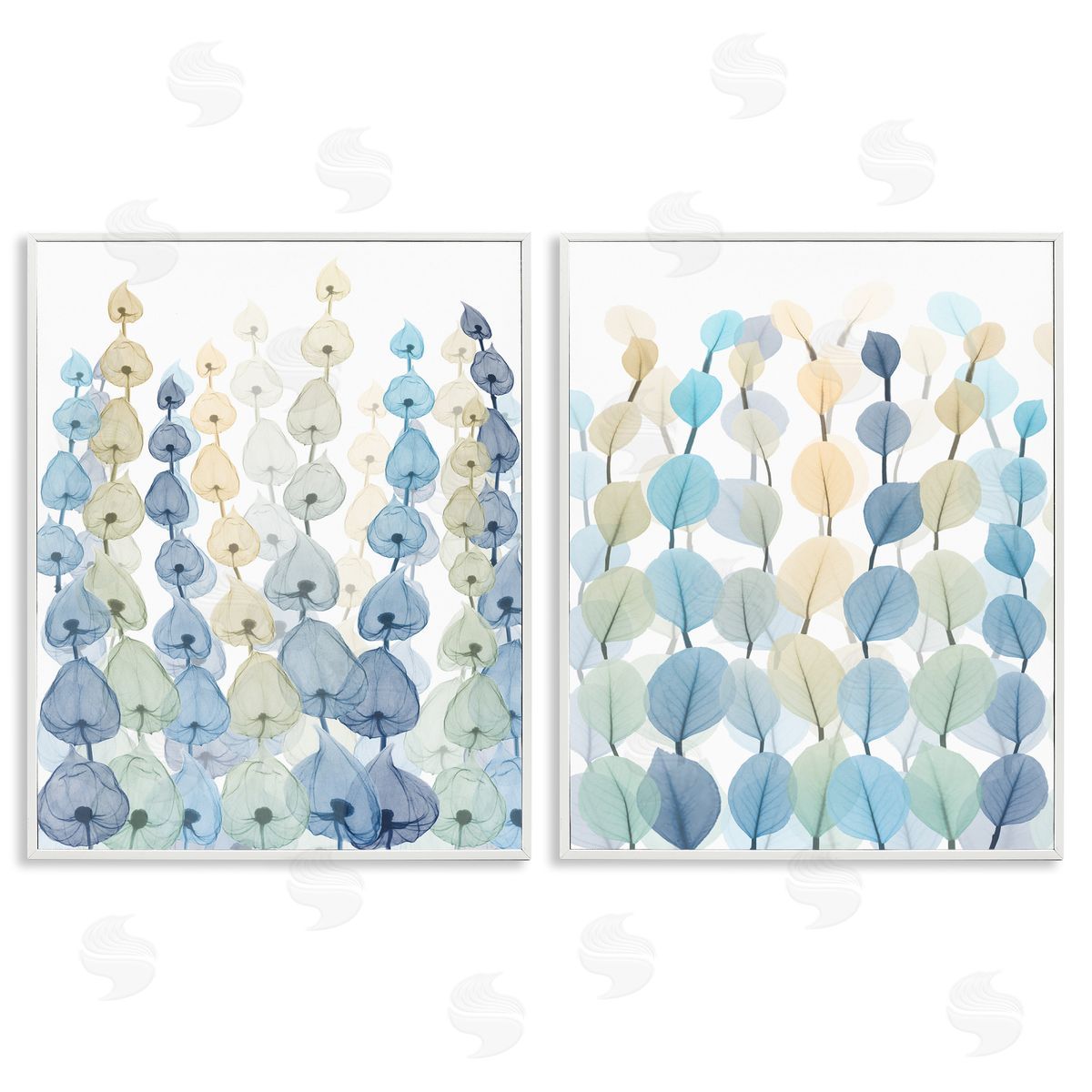 Seaweed & Ocean Plants Pattern White Frame Print Wall Art, Home Decor by Albert Koetsier