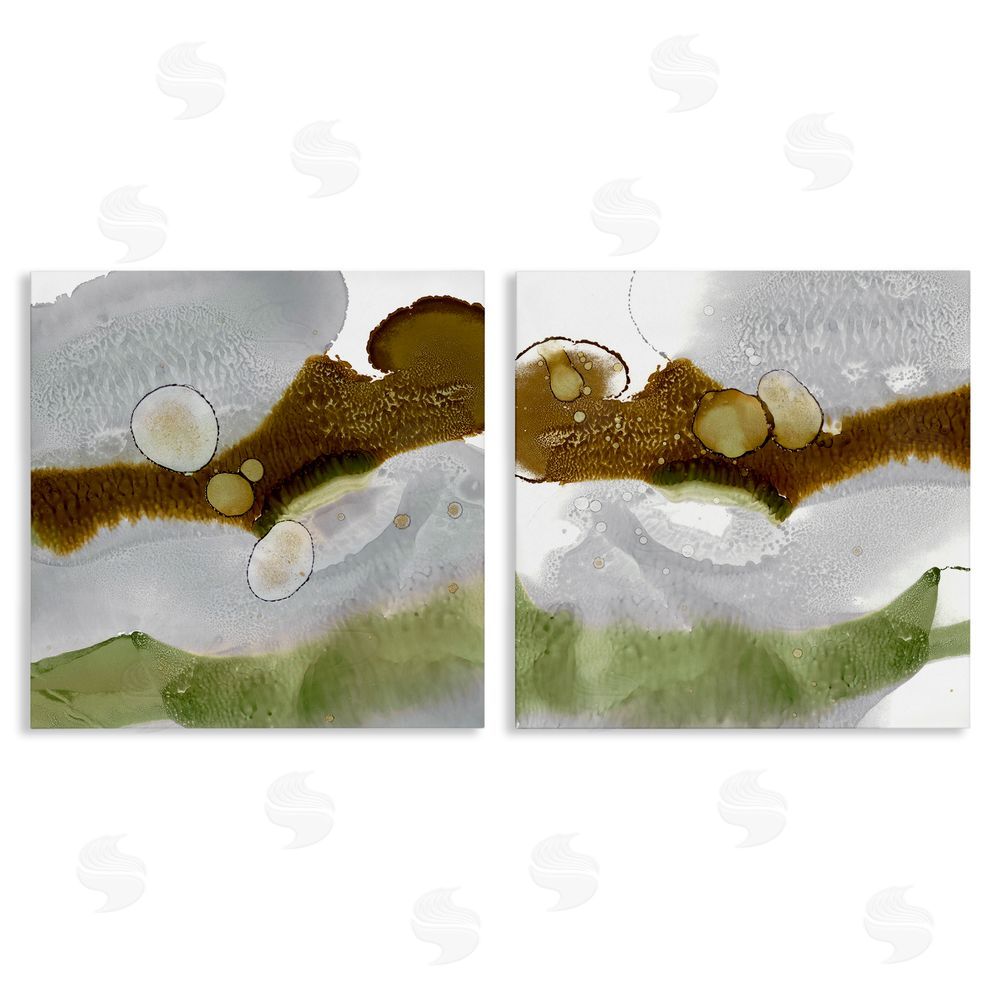 Ethan Harper Gold Green Liquid Abstract Paintings Canvas Wall Art Print