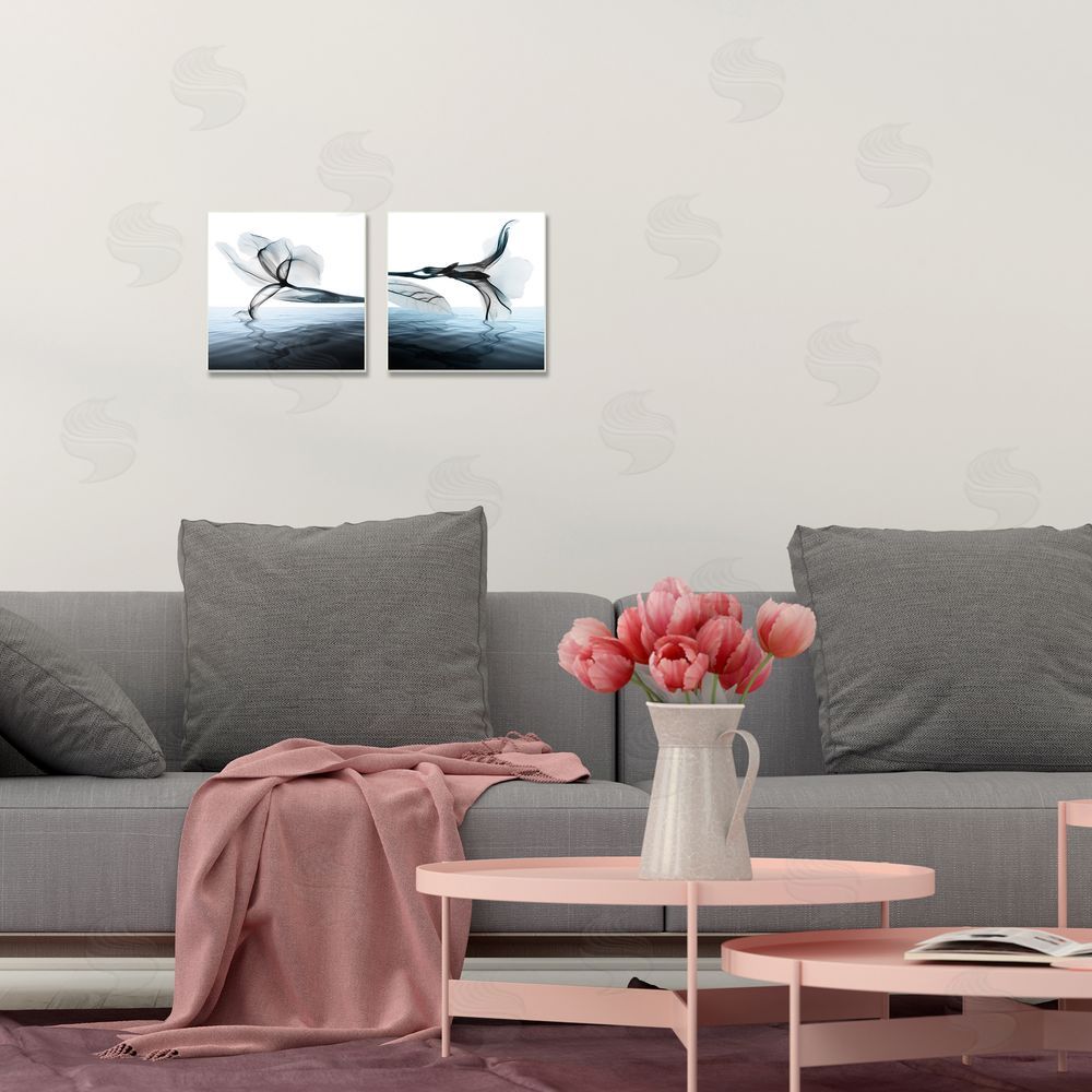 Albert Koetsier Contrast Black & Blue Blooms Canvas Wall Art Print in Room