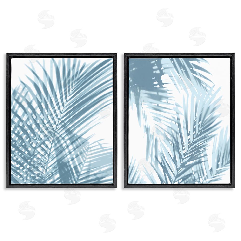 C Brand Studios Blue Ferns Abstract Light Designs Black Floating Frame Canvas Wall Art Print