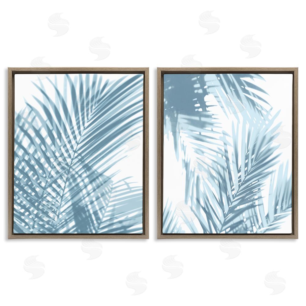 C Brand Studios Blue Ferns Abstract Light Designs Brown Floating Frame Canvas Wall Art Print