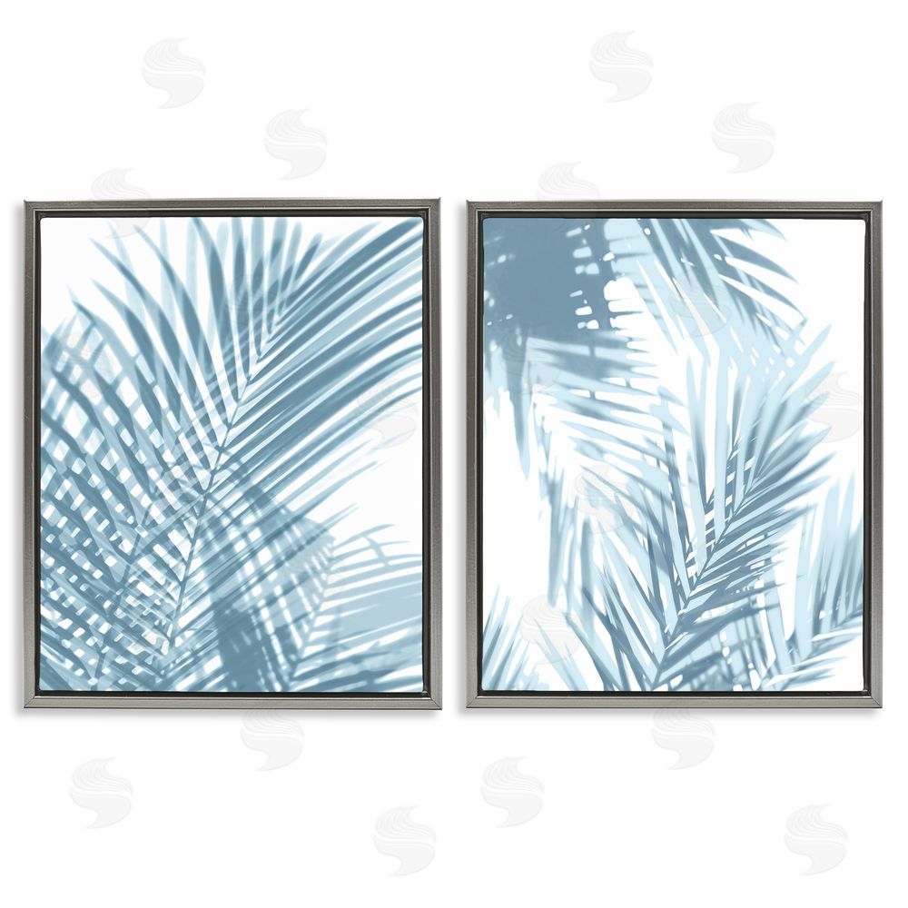 C Brand Studios Blue Ferns Abstract Light Designs Gray Floating Frame Canvas Wall Art Print