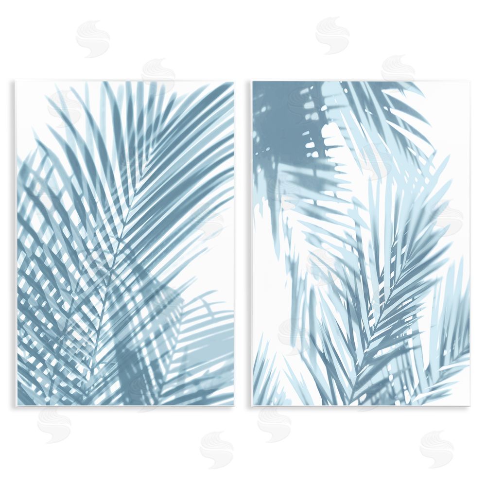 C Brand Studios Blue Ferns Abstract Light Designs Wooden Wall Plaque Art Print