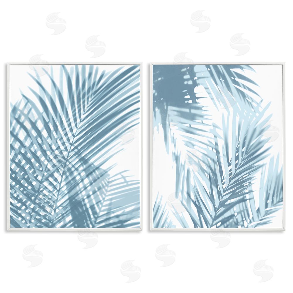 C Brand Studios Blue Ferns Abstract Light Designs White Framed Giclee Wall Art Print