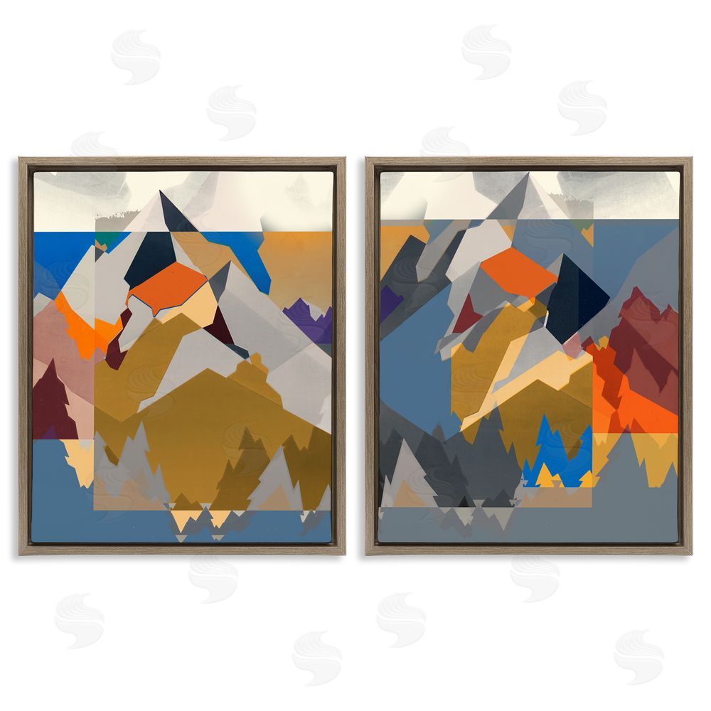 Jennifer Goldberger Geometric Mountain Shape Abstract Brown Floating Frame Canvas Wall Art Print
