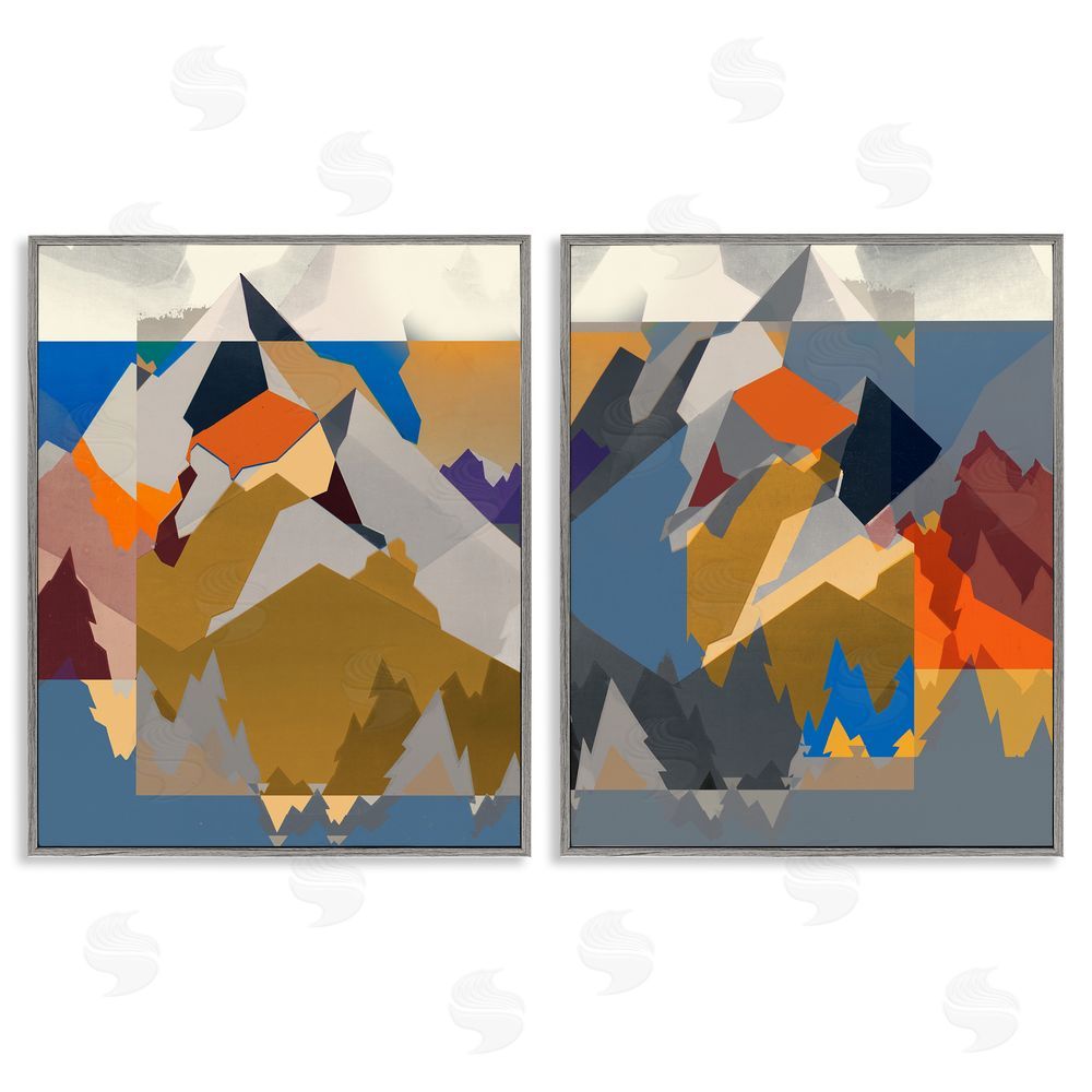 Jennifer Goldberger Geometric Mountain Shape Abstract Gray Framed Giclee Wall Art Print