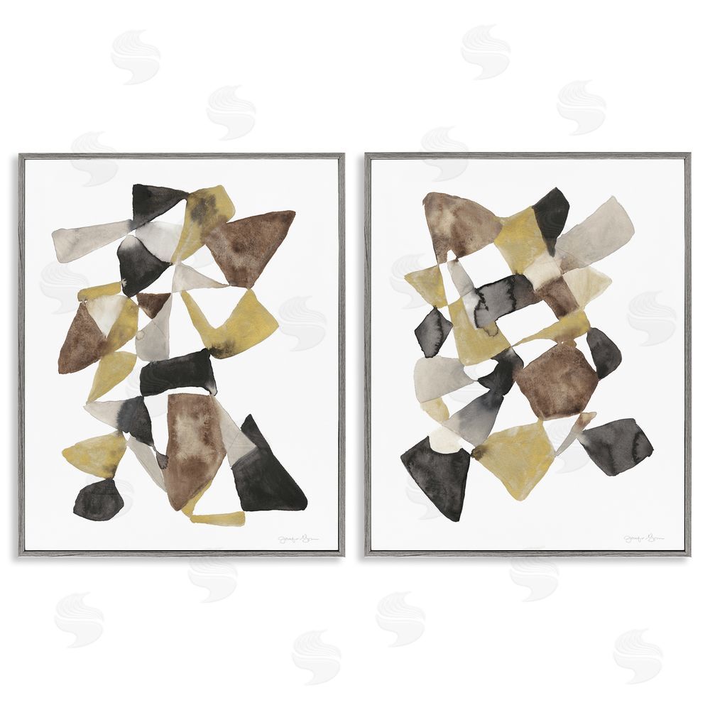 Jennifer Goldberger Abstract Black Gold Brown Shape Design Gray Framed Giclee Wall Art Print