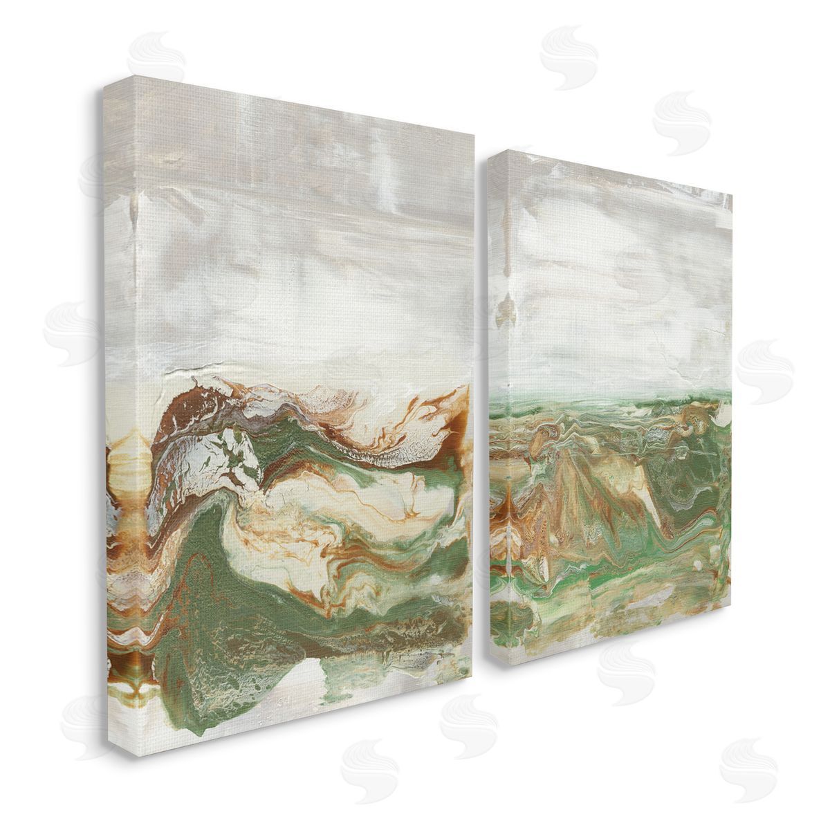 Lila Bramma Abstract Paint Fluid Green Brown Design Canvas Wall Art Print