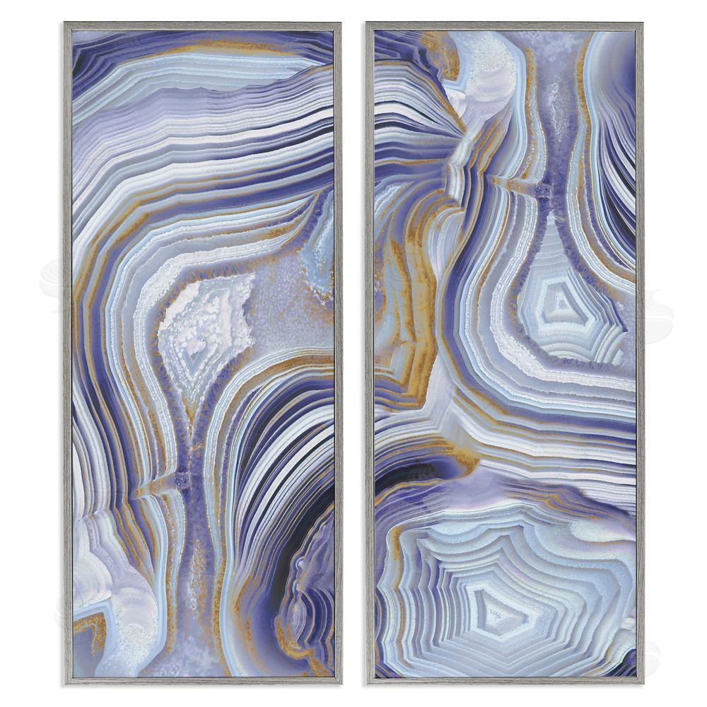 Danielle Carson Agate Crystal Pattern Gold Purple Abstract Gray Framed Giclee Wall Art Print