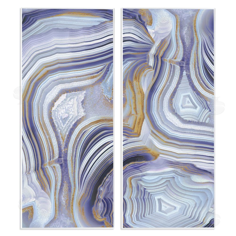 Danielle Carson Agate Crystal Pattern Gold Purple Abstract Wooden Wall Plaque Art Print