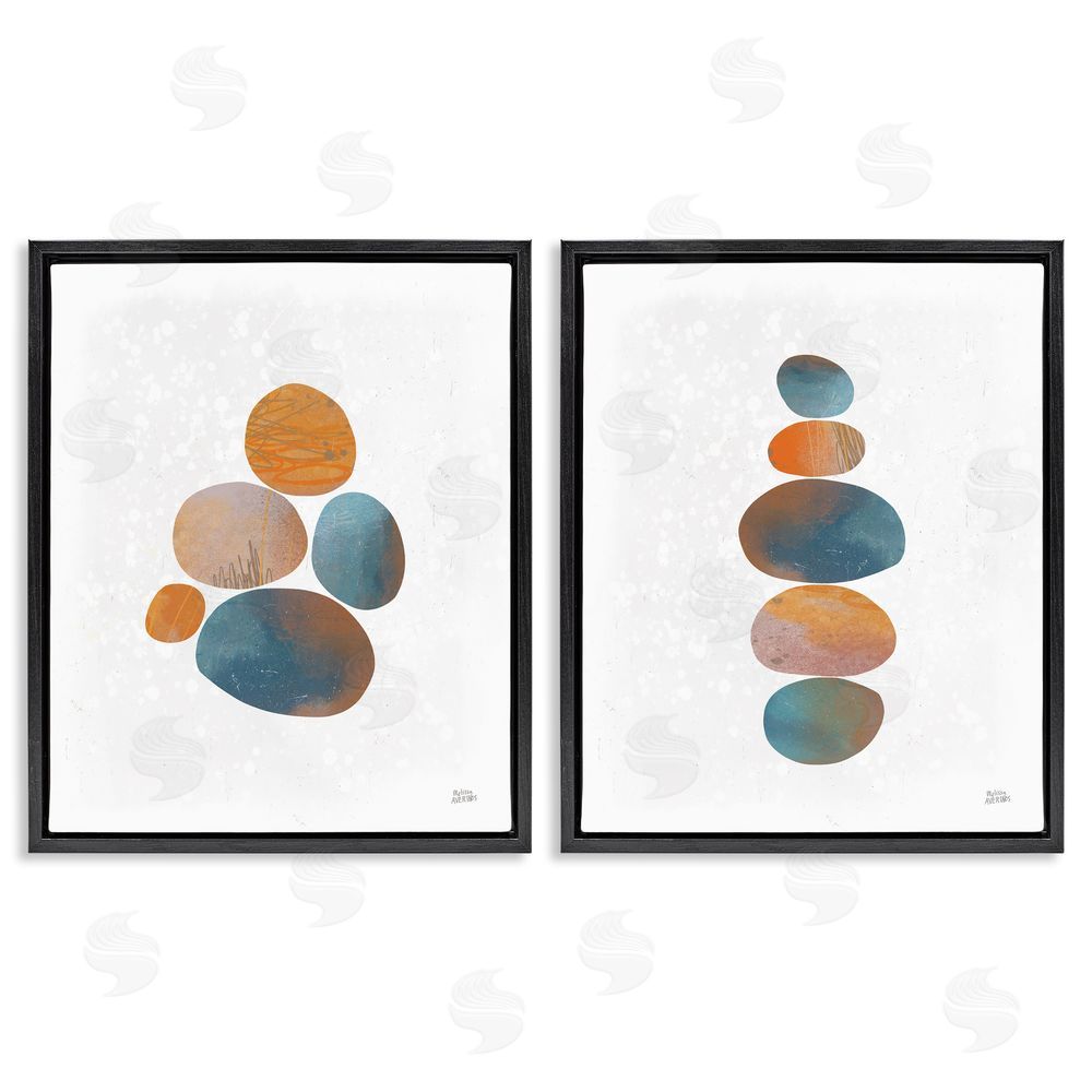 Melissa Averinos Abstract Patterned Stones Organic Black Floating Frame Canvas Wall Art Print
