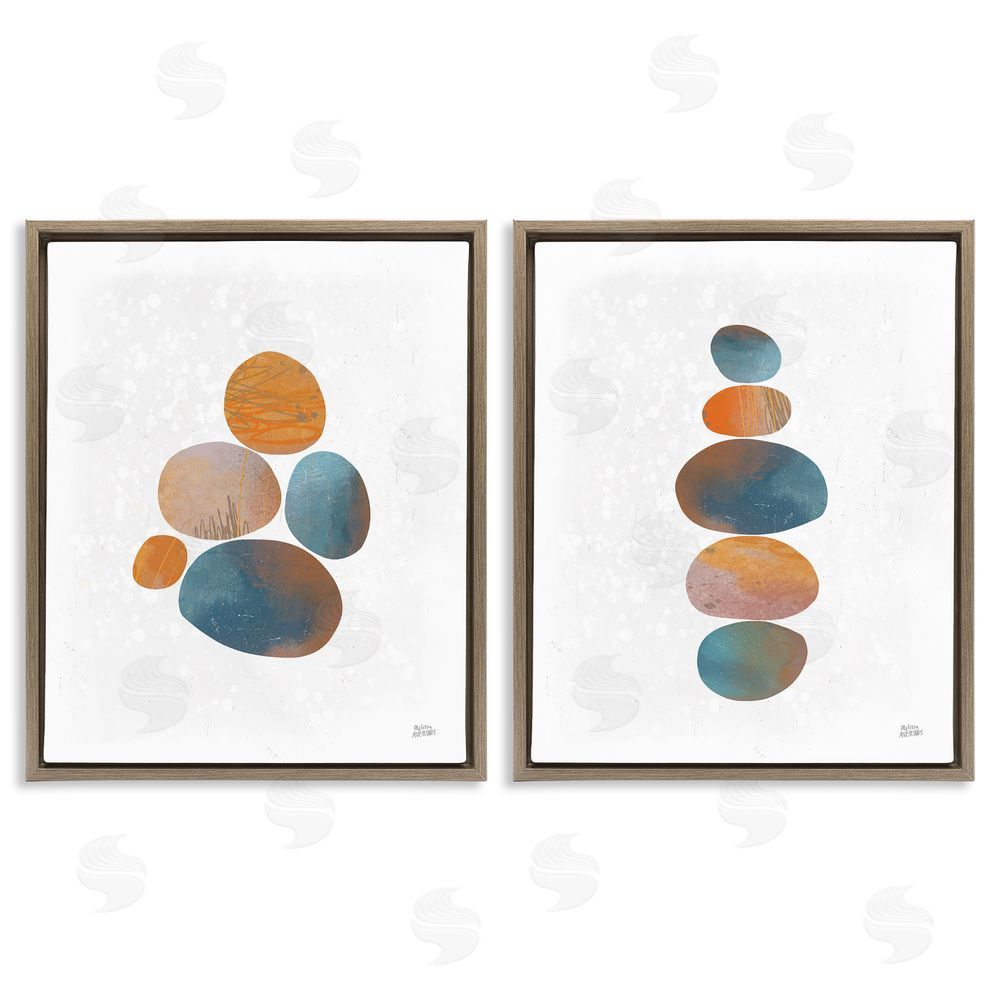 Melissa Averinos Abstract Patterned Stones Organic Brown Floating Frame Canvas Wall Art Print
