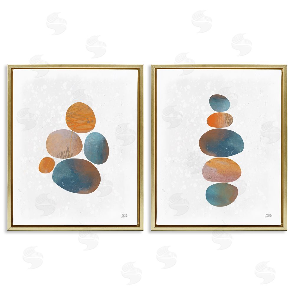 Melissa Averinos Abstract Patterned Stones Organic Gold Floating Frame Canvas Wall Art Print
