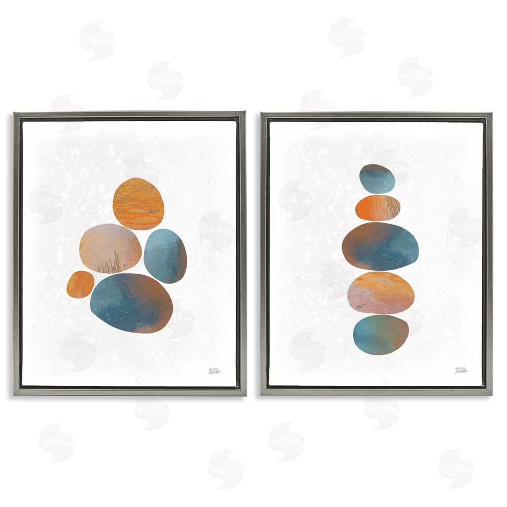 Melissa Averinos Abstract Patterned Stones Organic Gray Floating Frame Canvas Wall Art Print