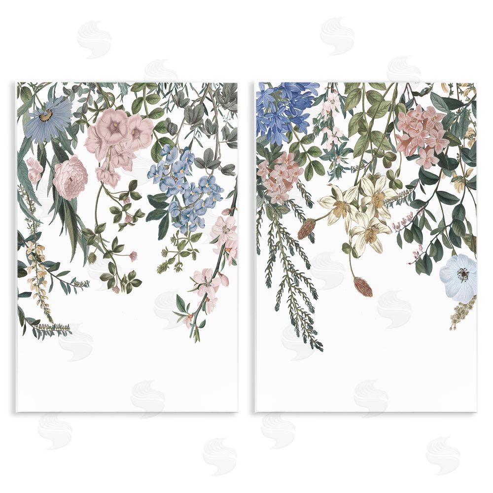 Wild Apple Portfolio Vintage Flower Vines Hanging Floral Wooden Wall Plaque Art Print