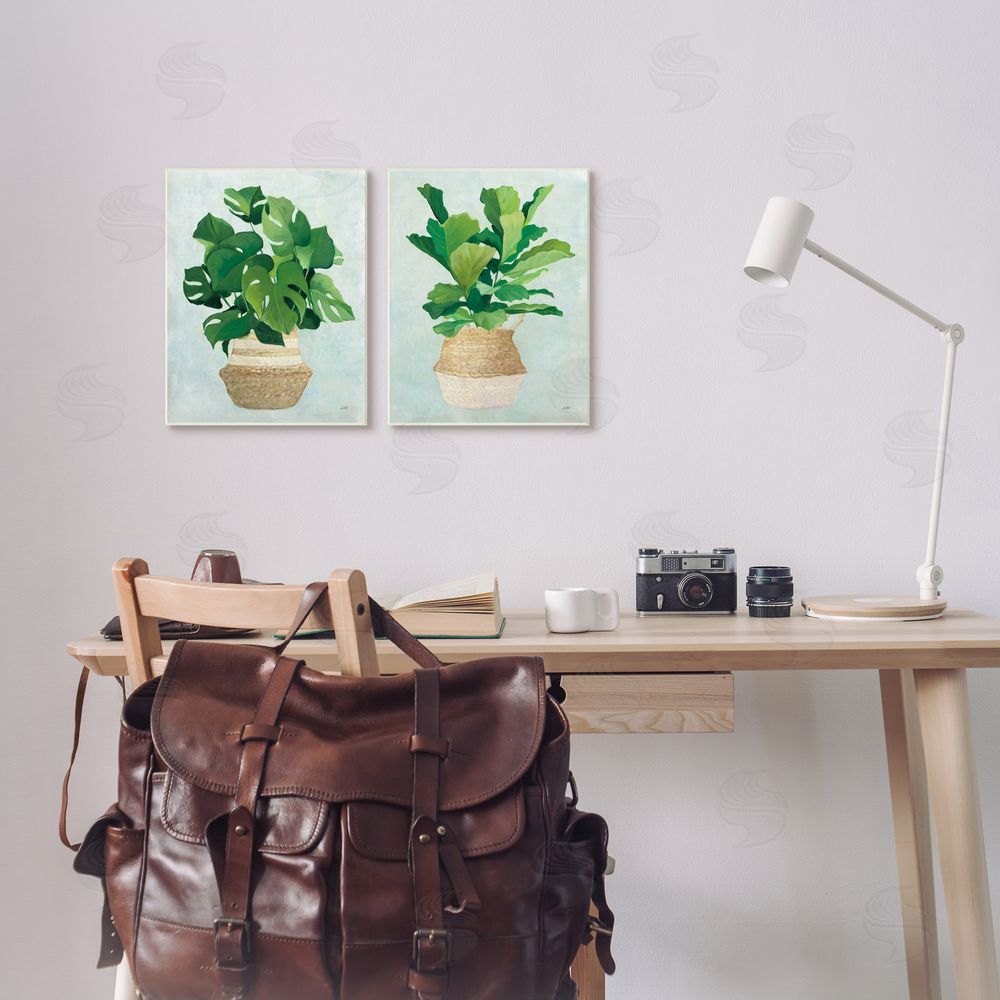 Julia Purinton Serene Monstera Indoor Plant Minimal Canvas Wall Art Print in Room