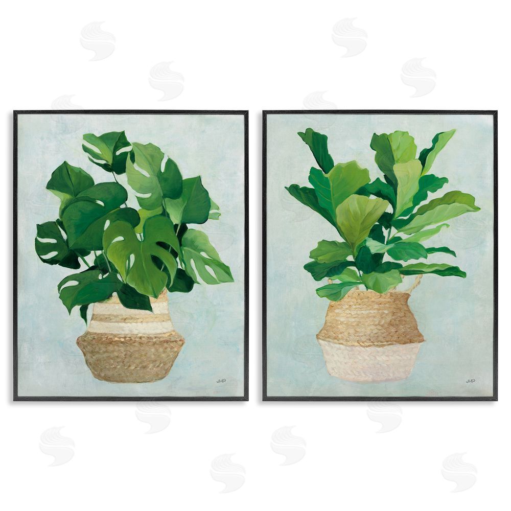 Julia Purinton Serene Monstera Indoor Plant Minimal Black Framed Giclee Wall Art Print