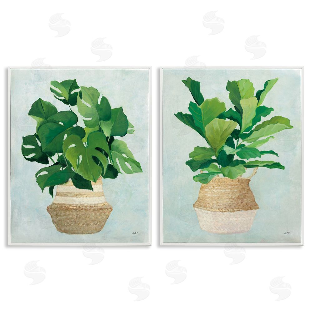 Julia Purinton Serene Monstera Indoor Plant Minimal White Framed Giclee Wall Art Print