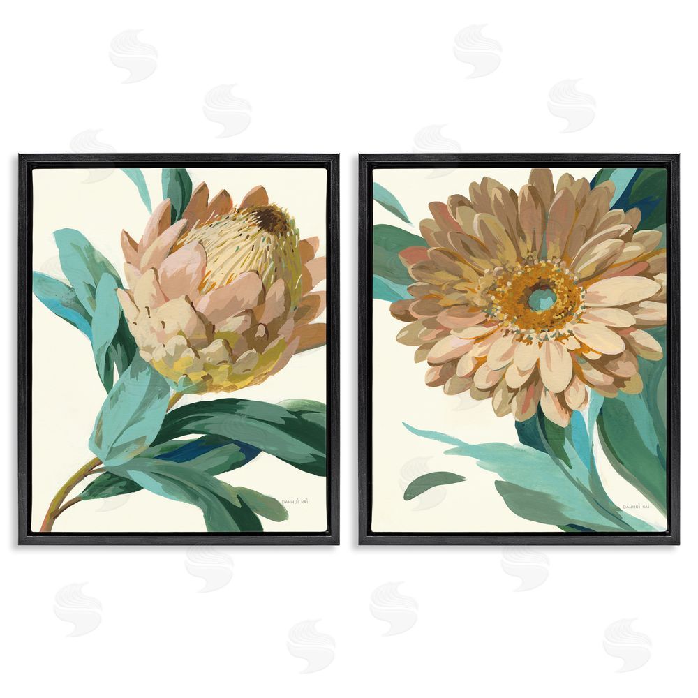 Danhui Nai Garden Flower Details Minimal Black Floating Frame Canvas Wall Art Print