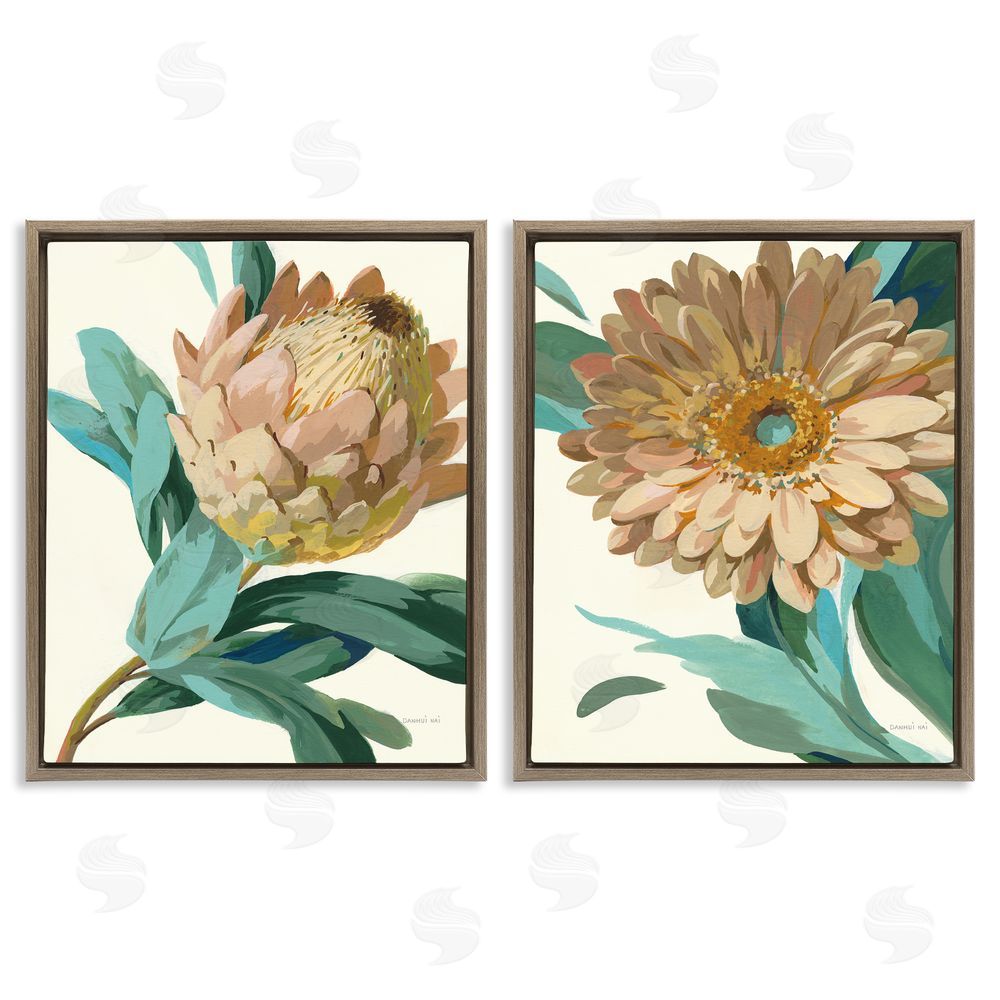 Danhui Nai Garden Flower Details Minimal Brown Floating Frame Canvas Wall Art Print