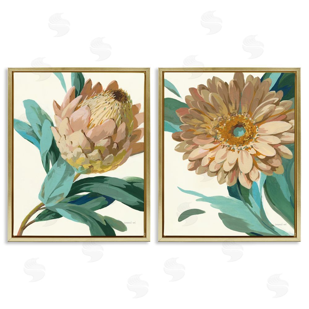 Danhui Nai Garden Flower Details Minimal Gold Floating Frame Canvas Wall Art Print