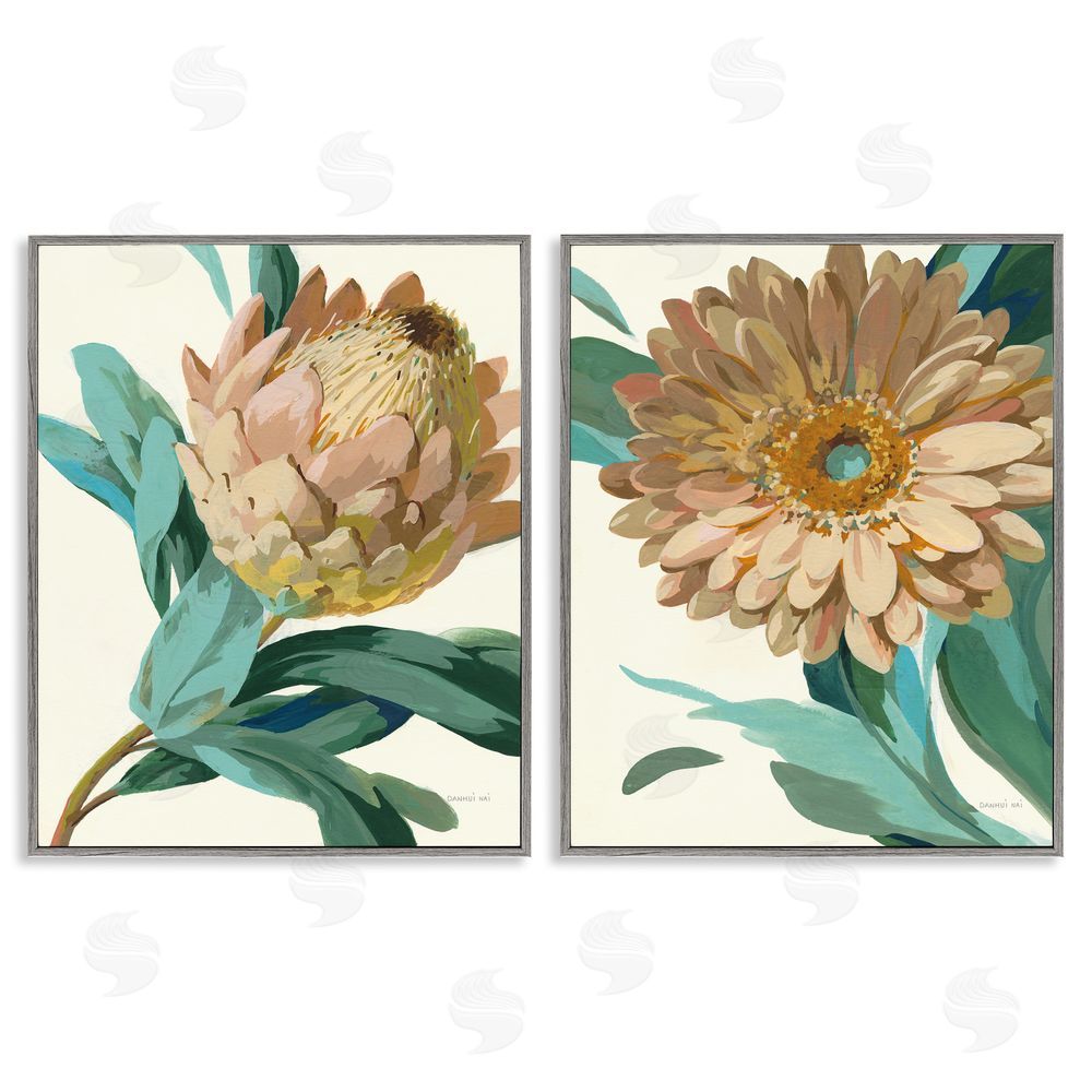 Danhui Nai Garden Flower Details Minimal Gray Framed Giclee Wall Art Print