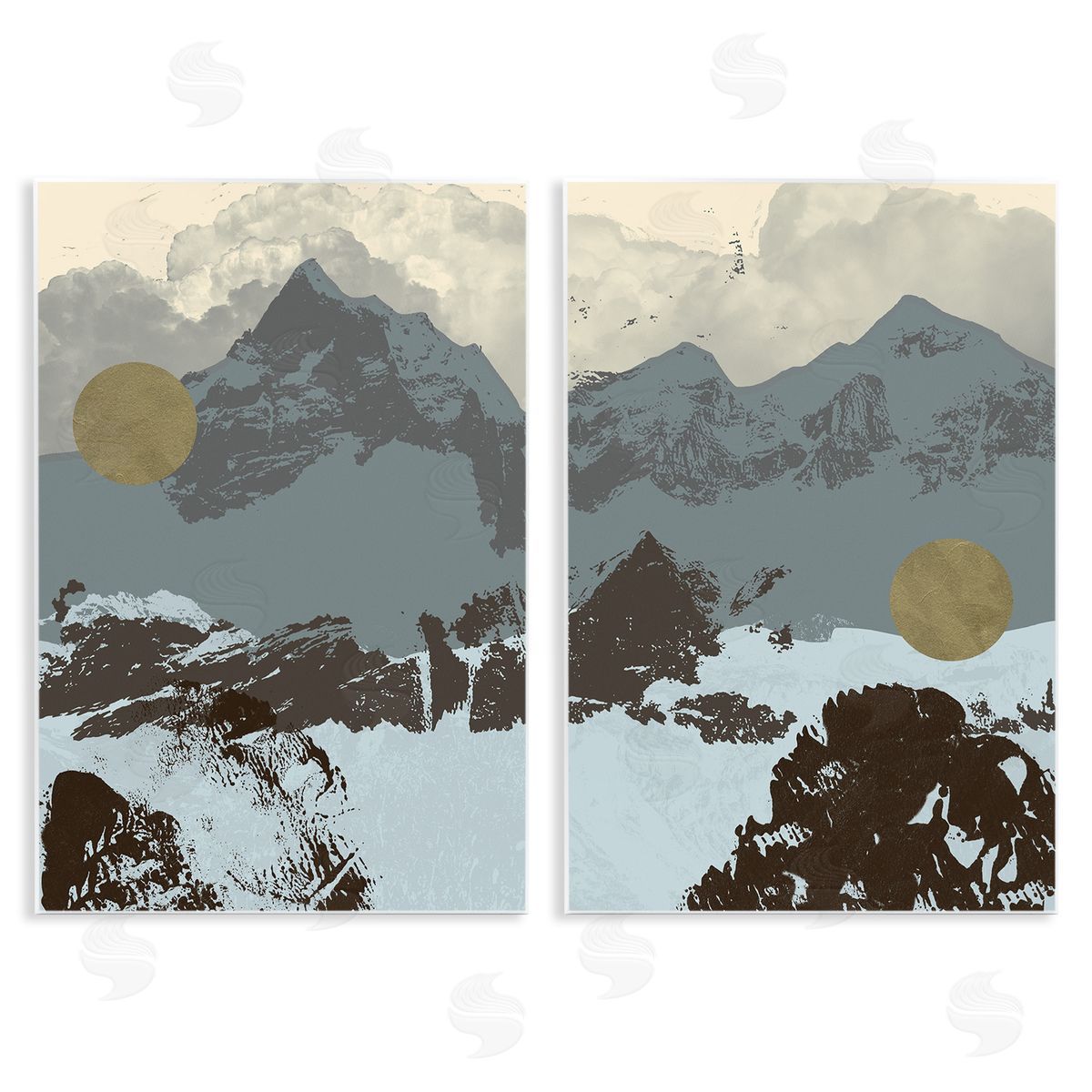 Mountain Range over Abstract Wood Plaque Wall Art, Home Decor by Jacob Green