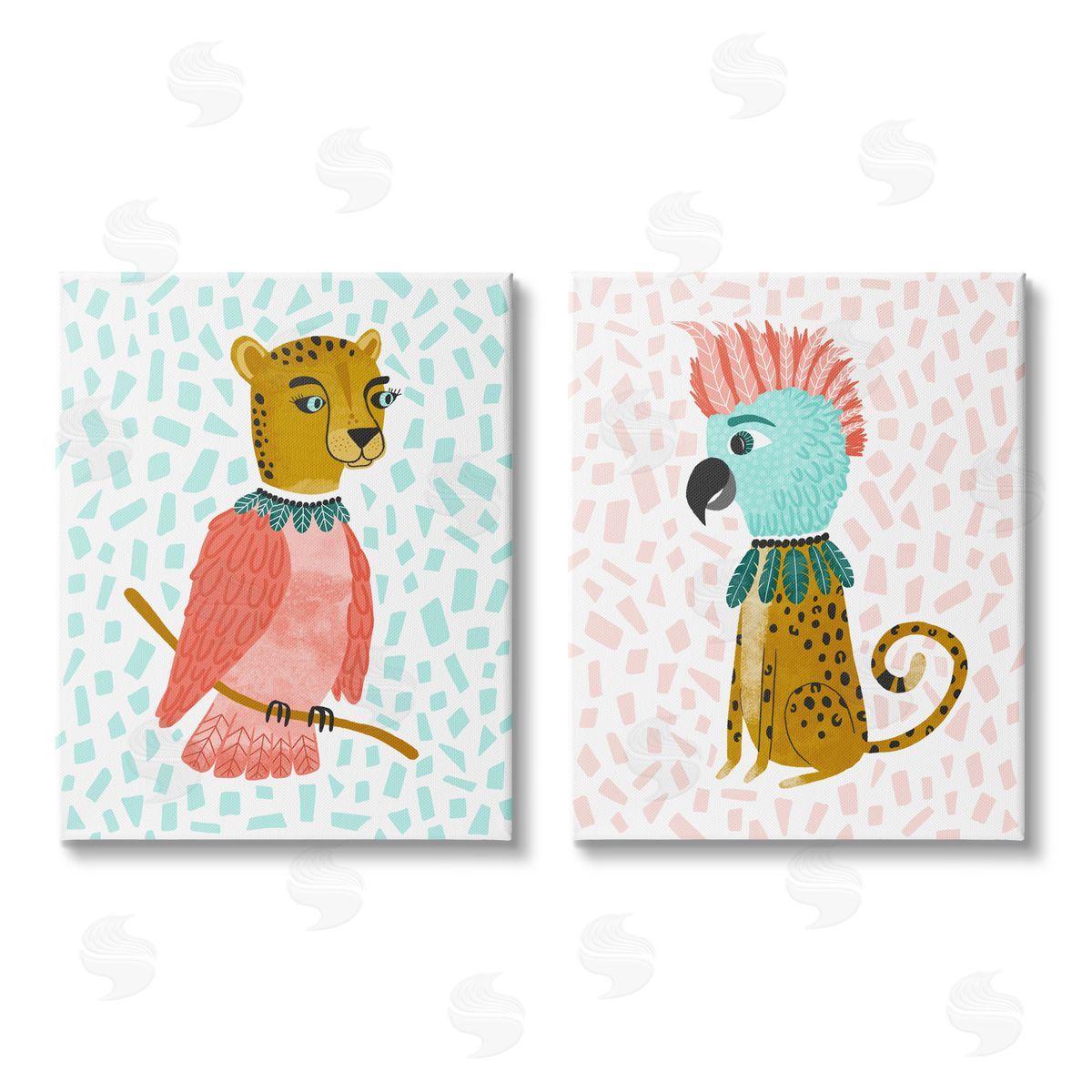 Molly Fabiano Cheetah Bird Playful Animal Mix Up Canvas Wall Art Print