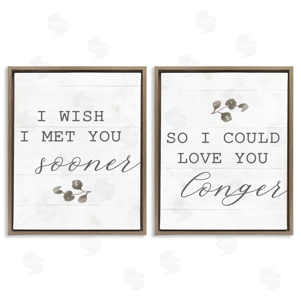 Stupell Studio Wish I met You Sooner Romantic Brown Floating Frame Canvas Wall Art Print