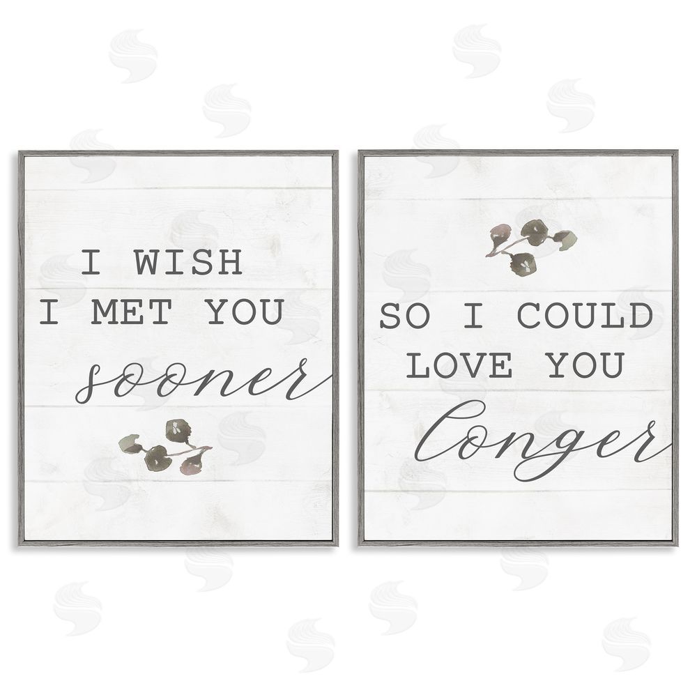 Stupell Studio Wish I met You Sooner Romantic Gray Framed Giclee Wall Art Print
