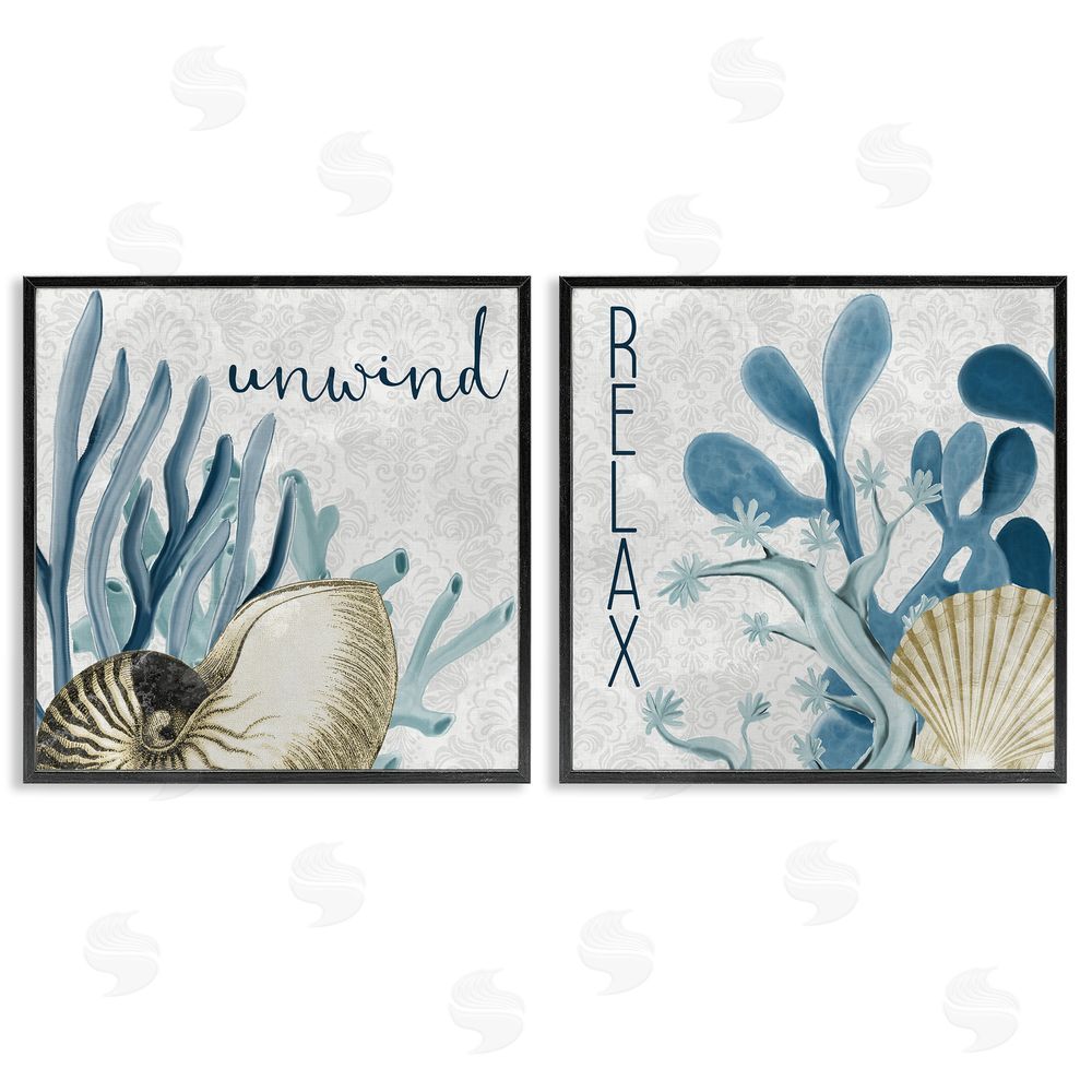 Kim Allen Relax and Unwind Nautical Sentiments Black Framed Giclee Wall Art Print