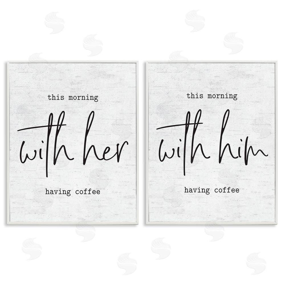 Lettered and Lined Him and Her Romantic Couple Phrase White Framed Giclee Wall Art Print