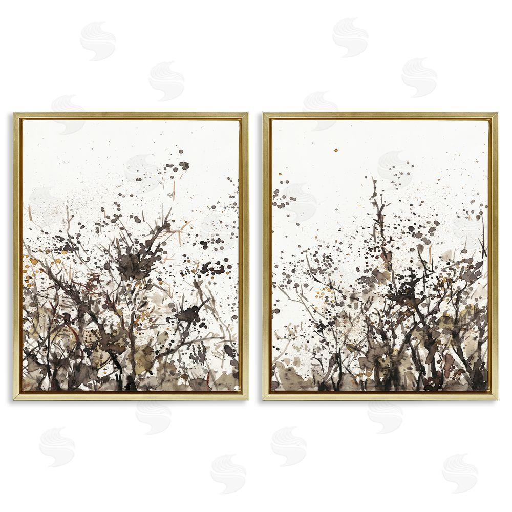 Samuel Dixon Watercolor Field of Grassy Weeds Gold Floating Frame Canvas Wall Art Print