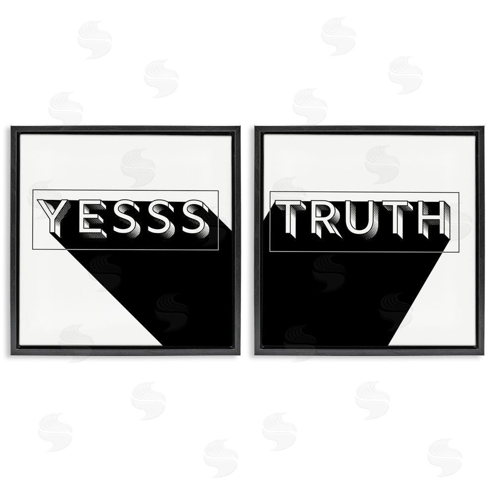 Jarman Fagalde Yes Truth Bold Pop Typography Black Floating Frame Canvas Wall Art Print