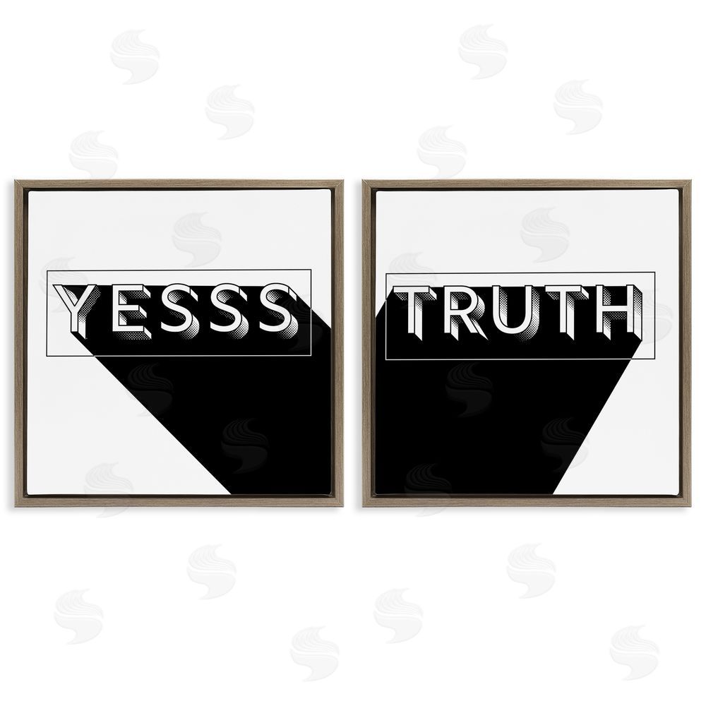 Jarman Fagalde Yes Truth Bold Pop Typography Brown Floating Frame Canvas Wall Art Print