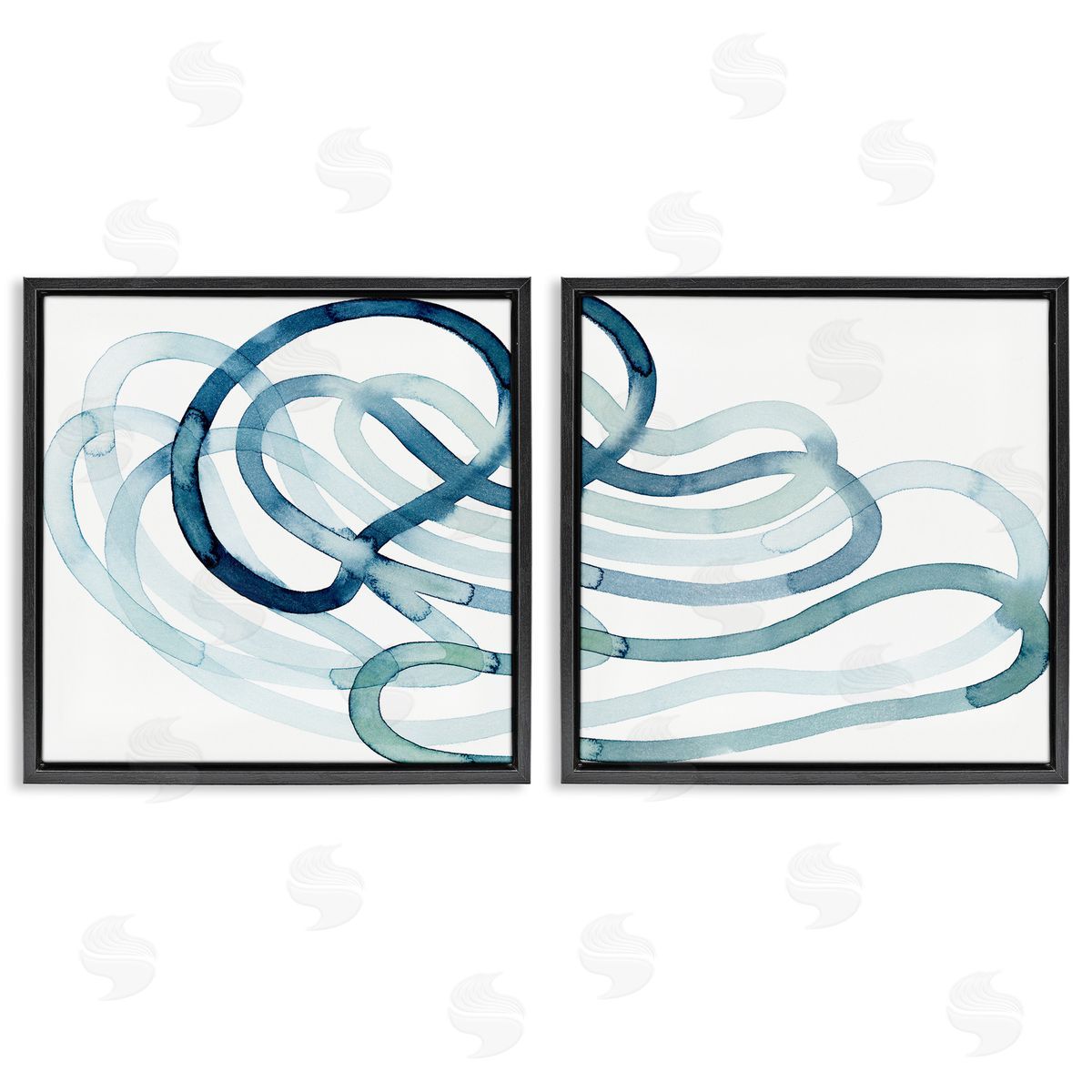 Lively Organic Abstract Line Black Floating Frame Canvas Wall Art, Home Decor by Grace Popp