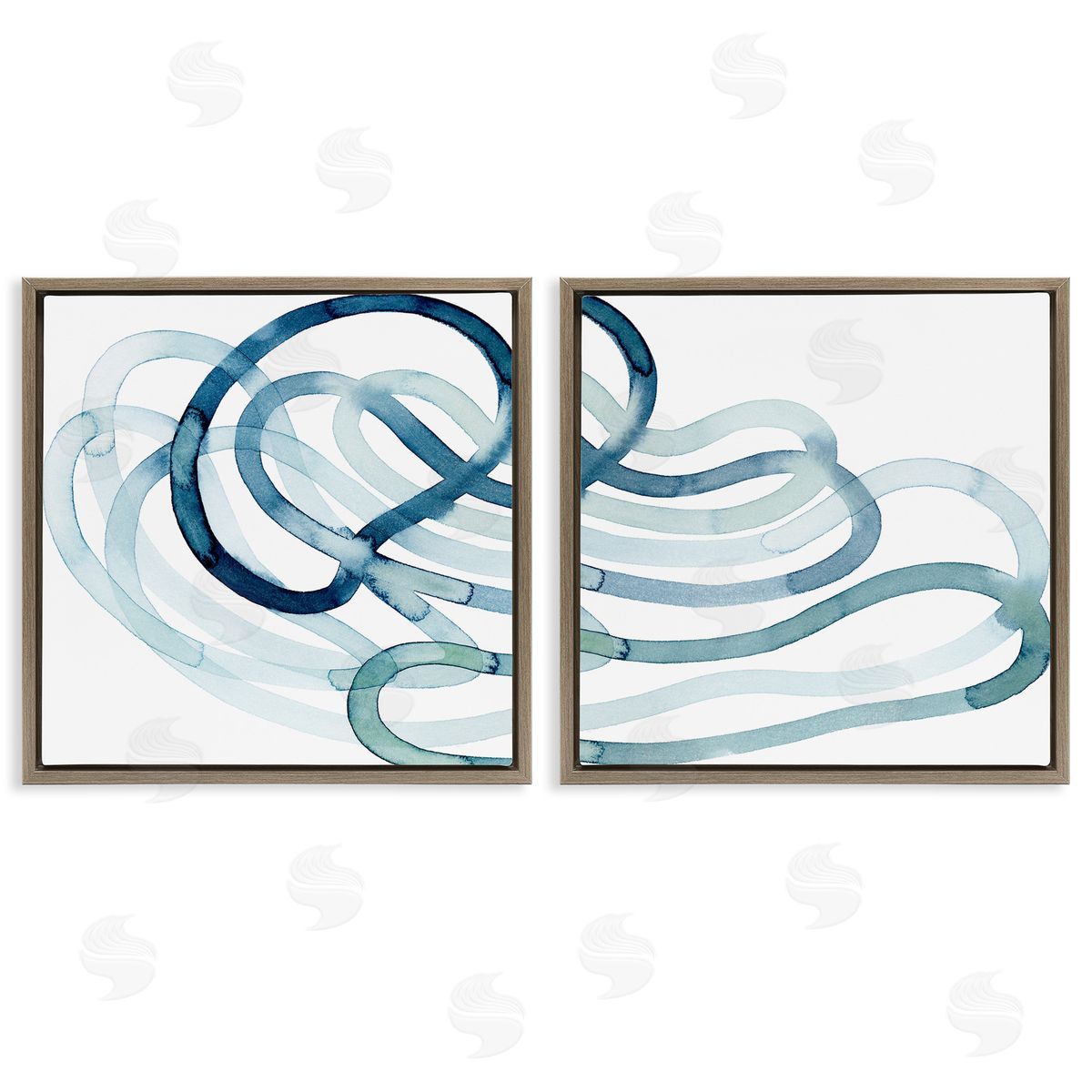 Lively Organic Abstract Line Brown Floating Frame Canvas Wall Art, Home Decor by Grace Popp