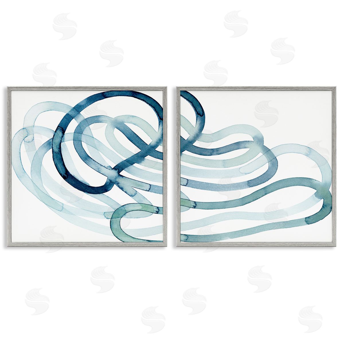 Lively Organic Abstract Line Grey Frame Print Wall Art, Home Decor by Grace Popp