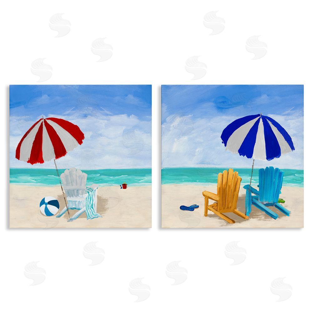 Julie DeRice Beach Chairs at Shore Summer Scene Canvas Wall Art Print