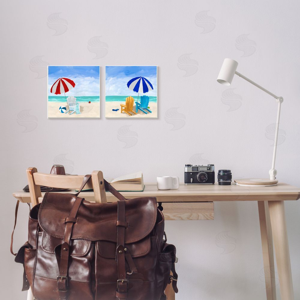 Julie DeRice Beach Chairs at Shore Summer Scene Canvas Wall Art Print in Room