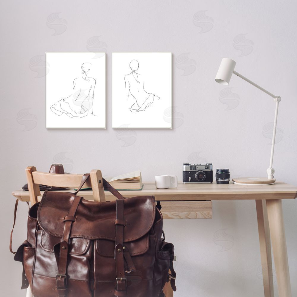Ethan Harper Female Gesture Drawings Minimalist Canvas Wall Art Print in Room