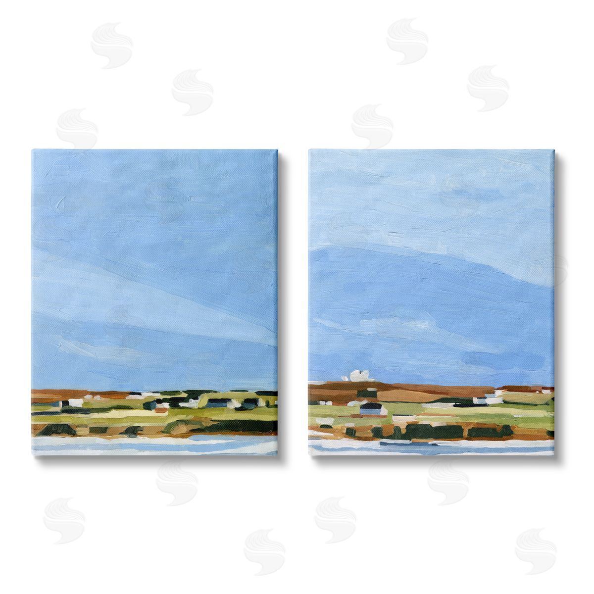 Emma Scarvey Abstract Seaside Town Landscape Canvas Wall Art Print
