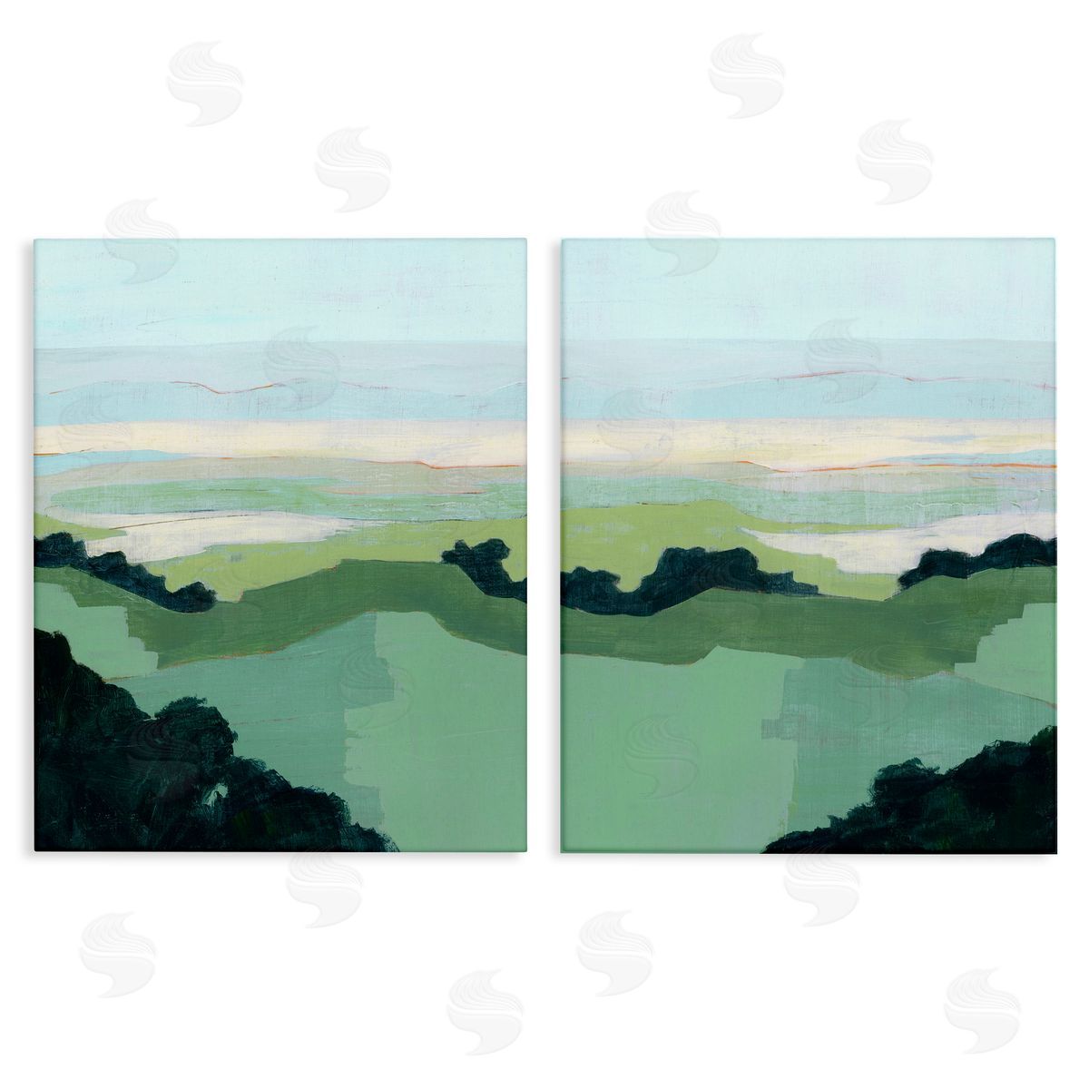 Hill Side Nautical Landscape Abstract Canvas Wall Art, Home Decor by Grace Popp
