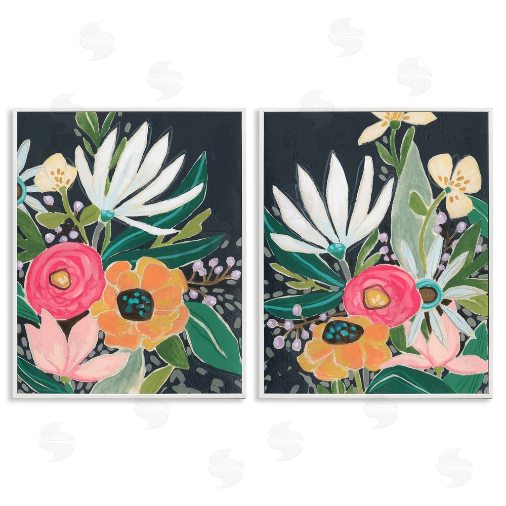 June Erica Vess Abstract Tropical Whimsical Flower Petals White Framed Giclee Wall Art Print